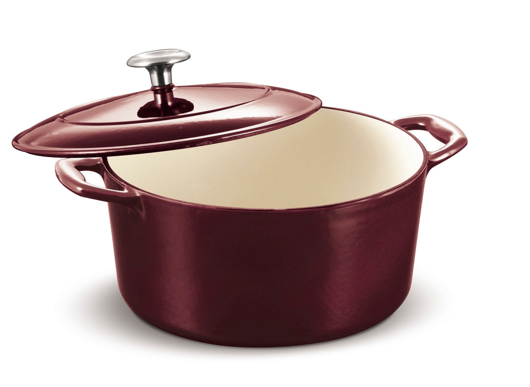 Gourmet 5.5 qt. Round Porcelain-Enameled Cast Iron Dutch Oven in Majolica Red with Lid Gourmet 5.5 qt. Round Porcelain-Enameled Cast Iron Dutch Oven in Majolica Red with Lid